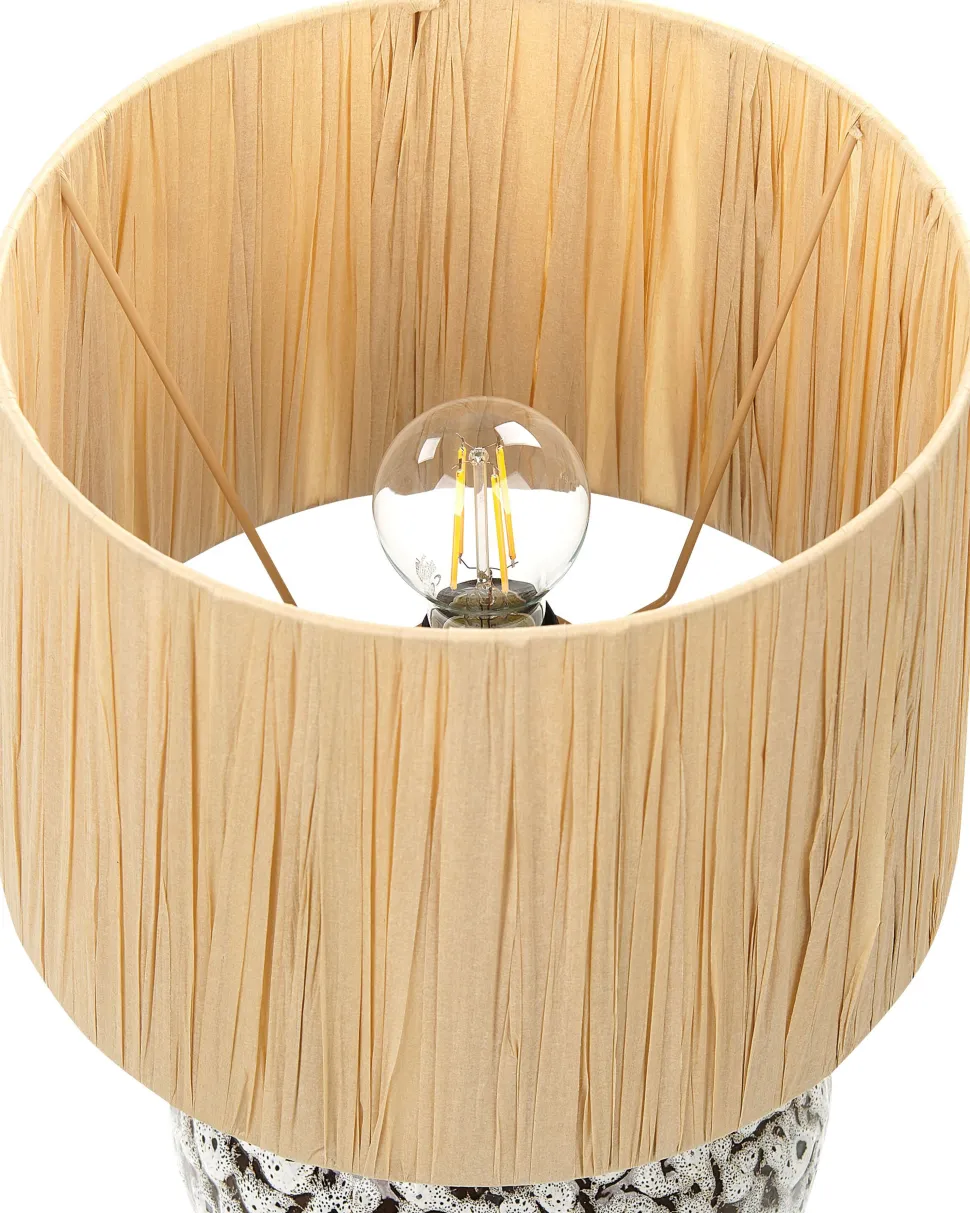 Tischlampe Keramik Schwarz-Weis 45 Cm Trommelform Yunes