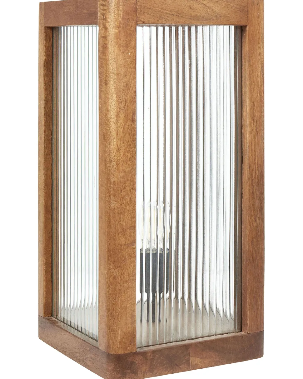 Tischlampe Mango Holz Hellbraun 50 Cm Geometrisch Kolidam