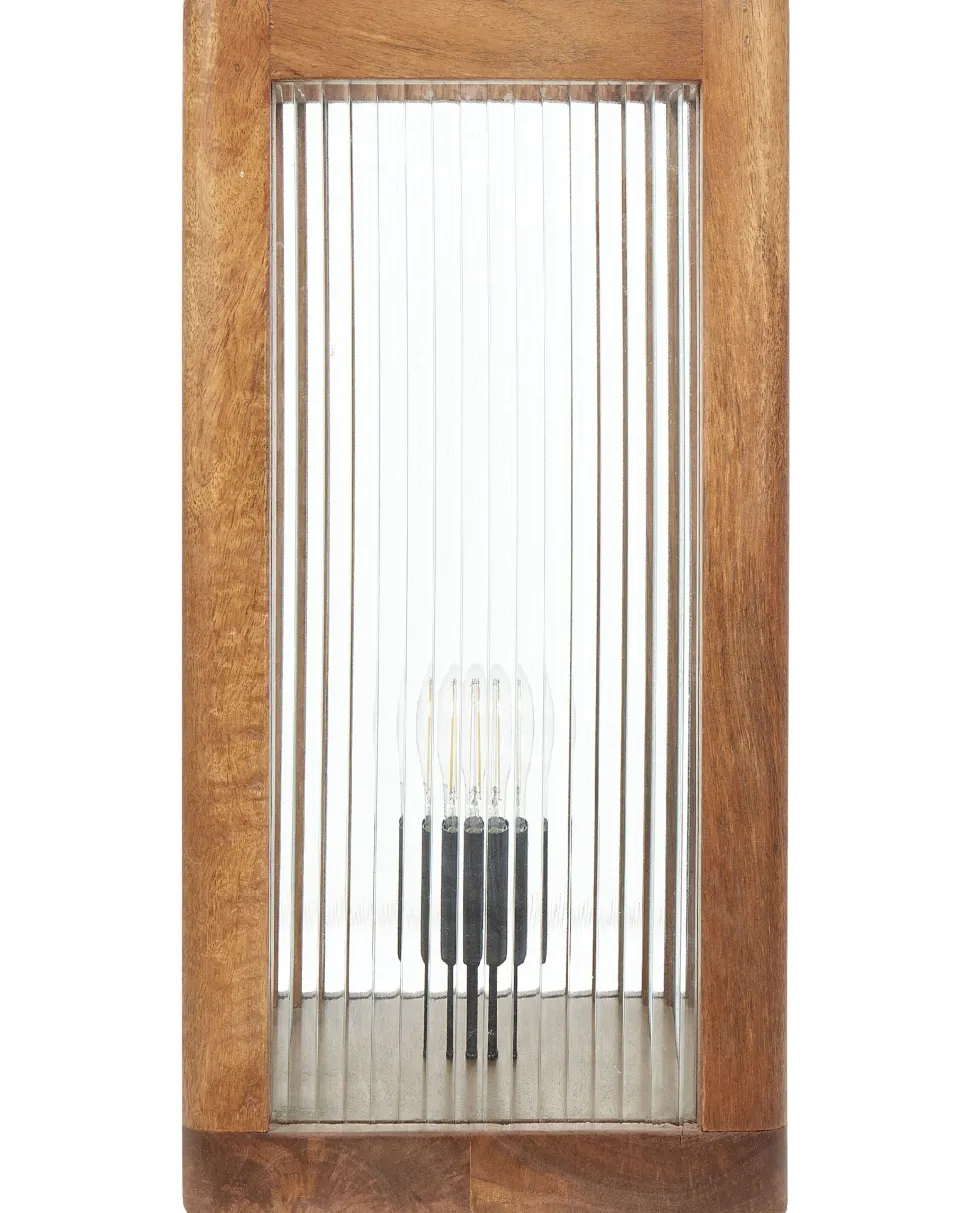 Tischlampe Mango Holz Hellbraun 50 Cm Geometrisch Kolidam