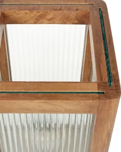 Tischlampe Mango Holz Hellbraun 50 Cm Geometrisch Kolidam