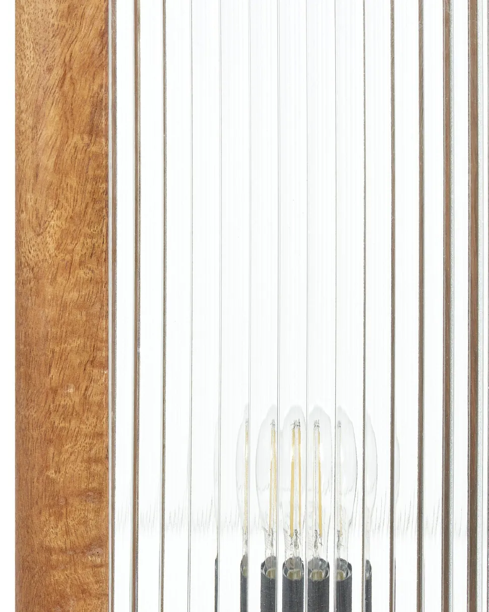 Tischlampe Mango Holz Hellbraun 50 Cm Geometrisch Kolidam
