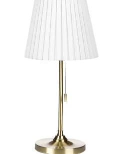 Tischlampe Messingfarben / Weis 48 Cm Kegelform Torysa
