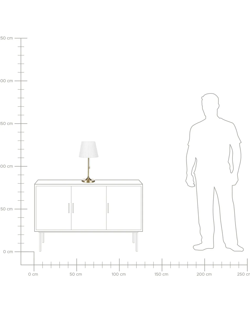 Tischlampe Messingfarben / Weis 48 Cm Kegelform Torysa