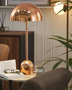 Tischlampe Metall Kupferfarben 64 Cm Rund Macasia
