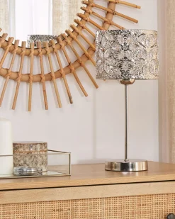 Tischlampe Nickel 58 Cm Trommelform Sajo L