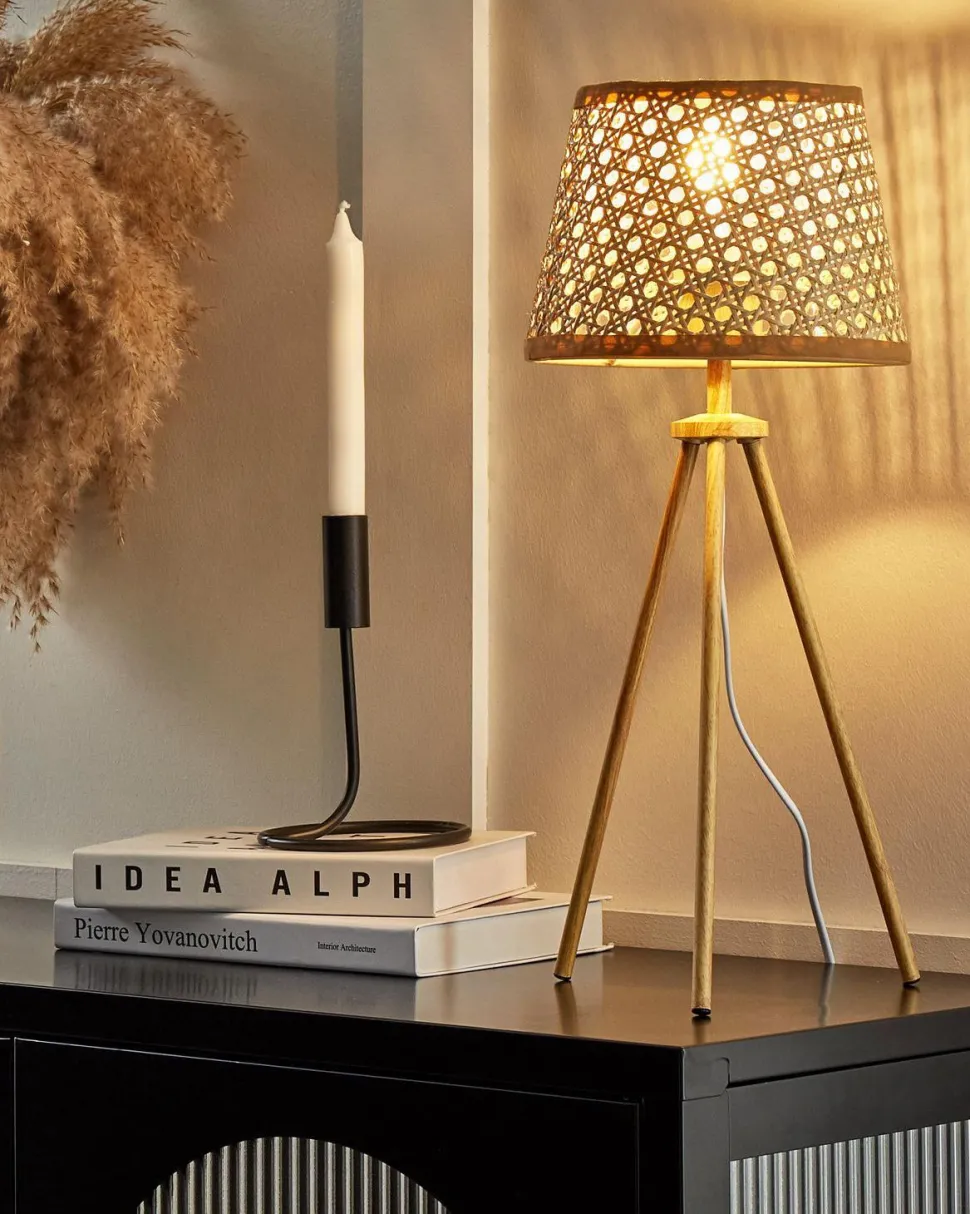 Tischlampe Rattan Naturlich Boetica