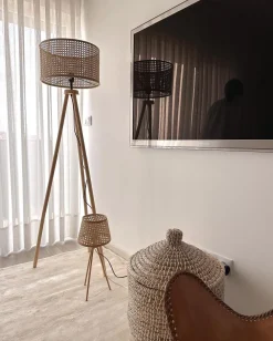 Tischlampe Rattan Naturlich Boetica