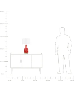 Tischlampe Rot 60 Cm Trommelform Triversa