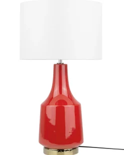 Tischlampe Rot 60 Cm Trommelform Triversa