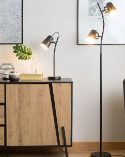 Tischlampe Schwarz 39 Cm Rund Flint