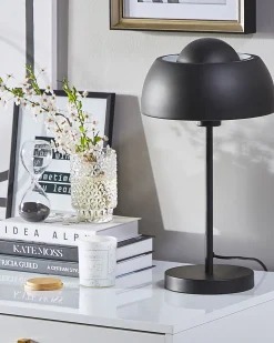 Tischlampe Schwarz 44 Cm Rund Senette