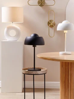 Tischlampe Schwarz 44 Cm Rund Senette