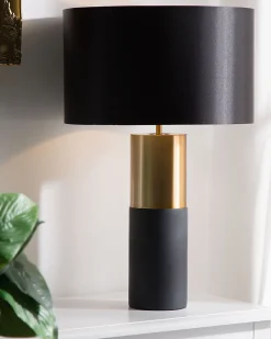 Tischlampe Schwarz 61 Cm Trommelform Darling