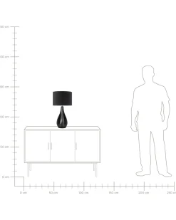Tischlampe Schwarz 60 Cm Trommelform Santee
