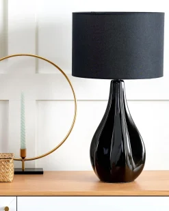 Tischlampe Schwarz 60 Cm Trommelform Santee
