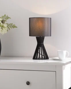 Tischlampe Schwarz 37 Cm Trommelform Carrion