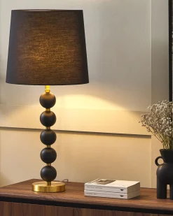 Tischlampe Schwarz / Gold 75 Cm Trommelform Assonet