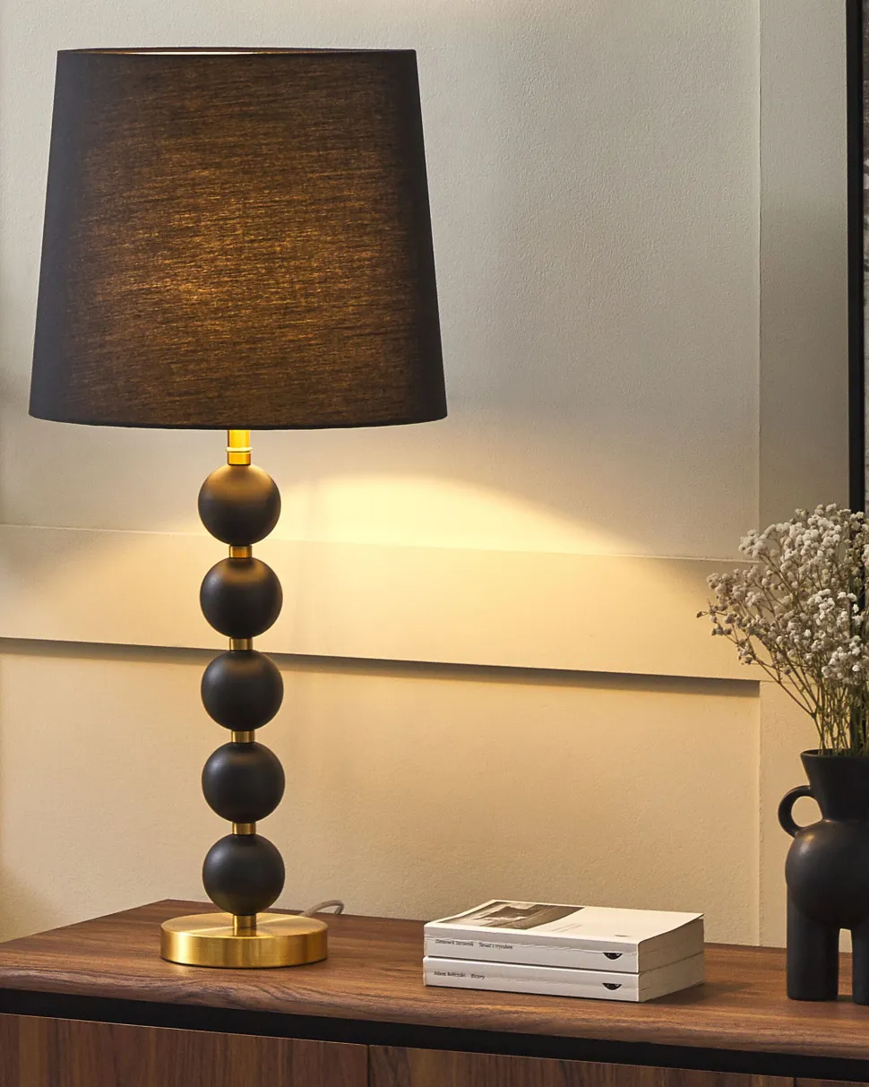 Tischlampe Schwarz / Gold 75 Cm Trommelform Assonet