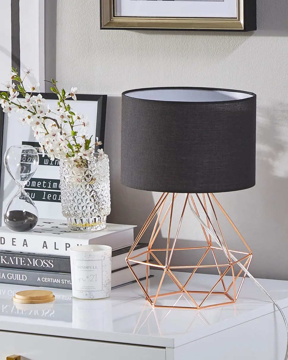 Tischlampe Schwarz / Kupfer 35 Cm Geometrisch Maroni