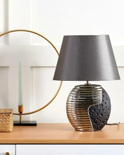 Tischlampe Schwarz / Silber 41 Cm Kegelform Esla