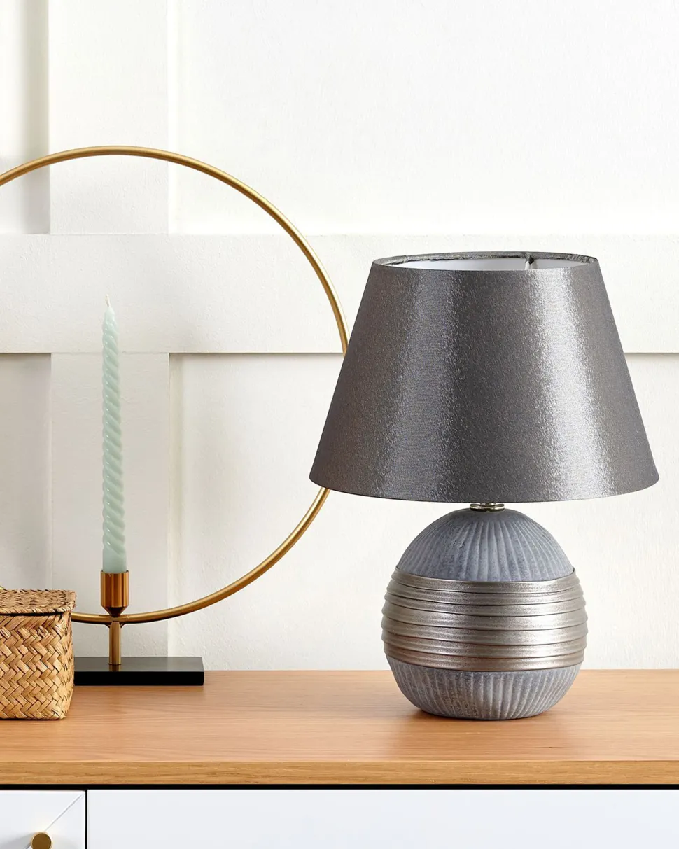 Tischlampe Silber 37 Cm Kegelform Sado