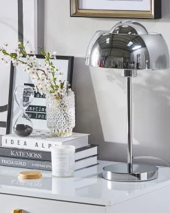 Tischlampe Silber 44 Cm Rund Senette