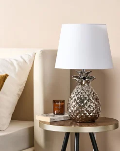 Tischlampe Silber 52 Cm Rund Pineapple