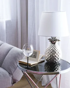 Tischlampe Silber 52 Cm Rund Pineapple