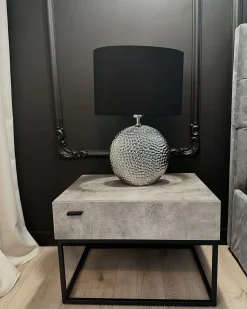 Tischlampe Silber 51 Cm Trommelform Nasva