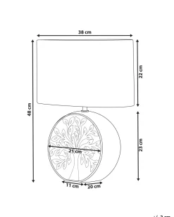 Tischlampe Silber 48 Cm Trommelform Kherlen