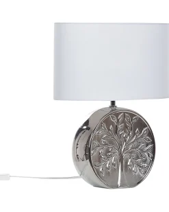 Tischlampe Silber 48 Cm Trommelform Kherlen