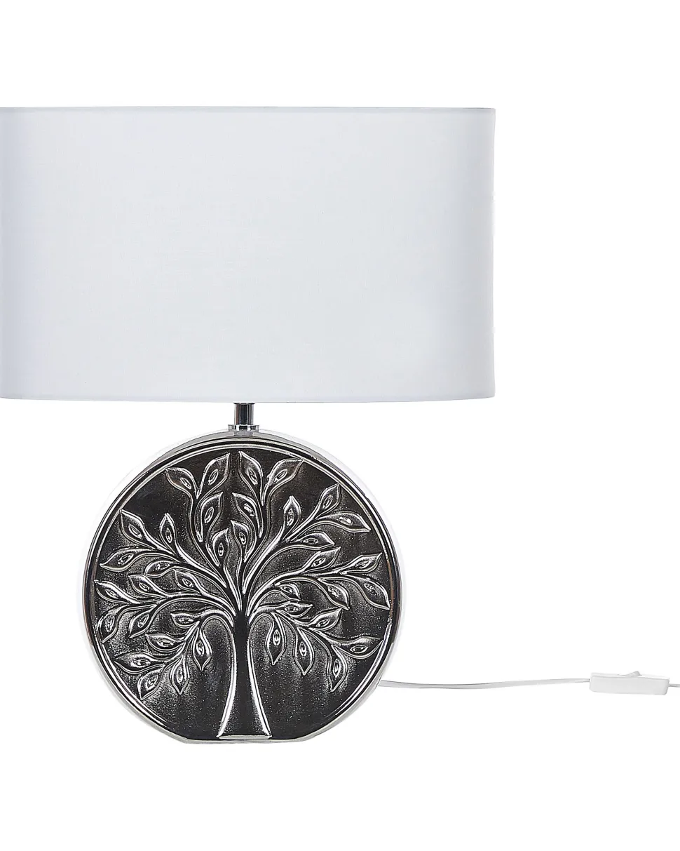 Tischlampe Silber 48 Cm Trommelform Kherlen