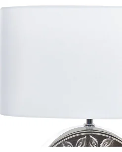 Tischlampe Silber 48 Cm Trommelform Kherlen