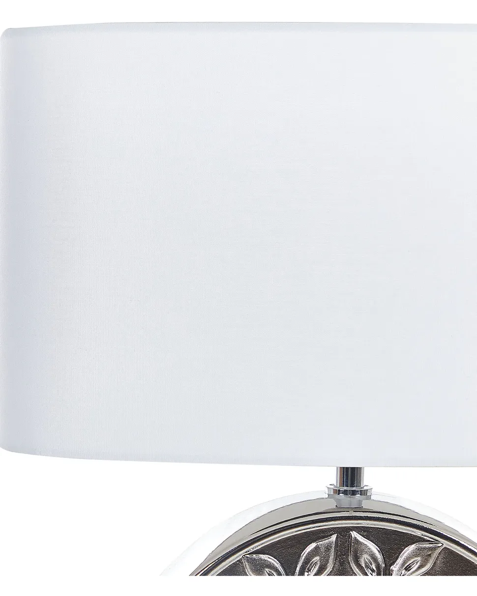 Tischlampe Silber 48 Cm Trommelform Kherlen