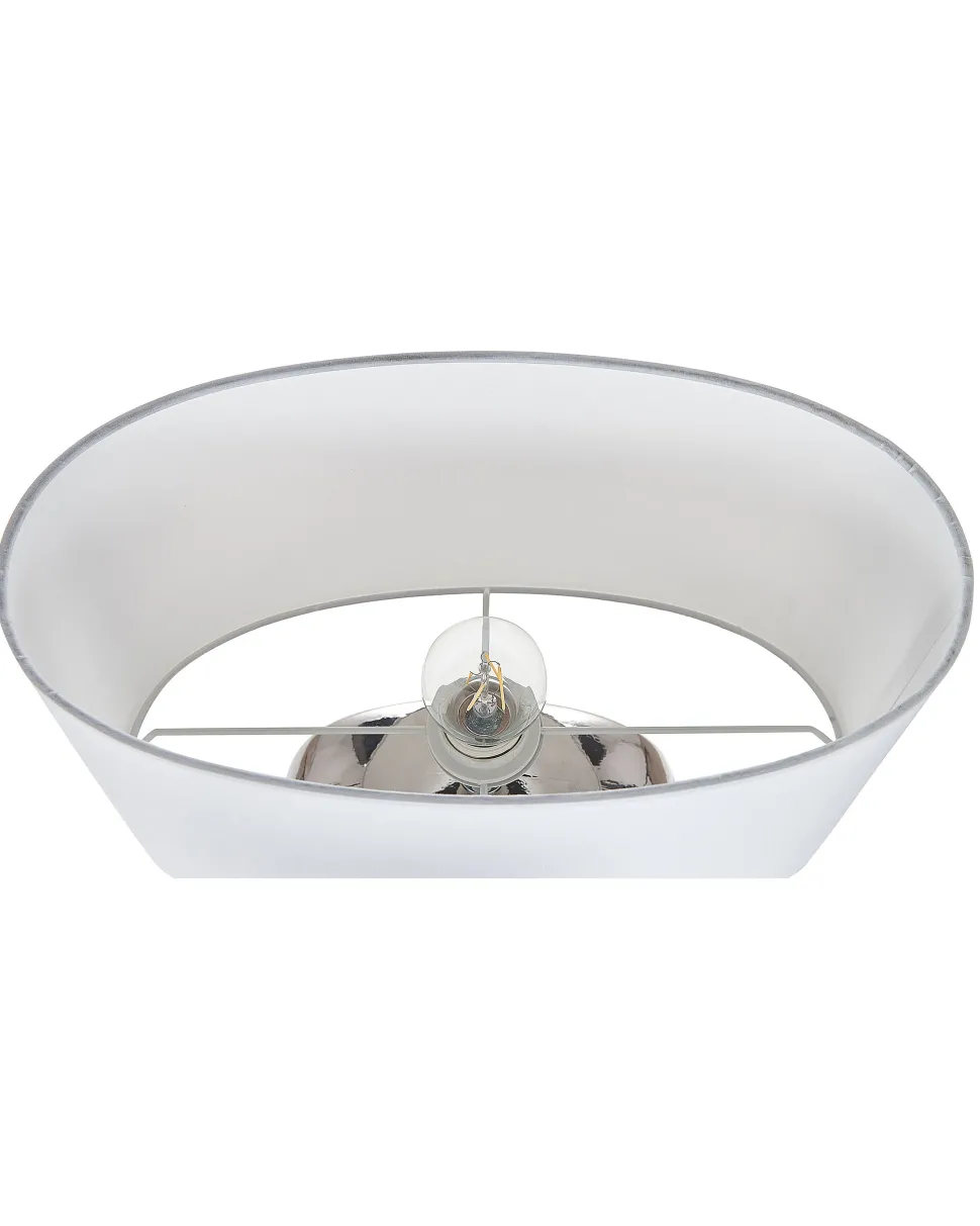 Tischlampe Silber 48 Cm Trommelform Kherlen
