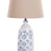 Tischlampe Weis / Blau 45 Cm Kegelform Palakaria