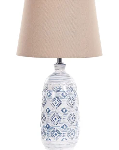 Tischlampe Weis / Blau 45 Cm Kegelform Palakaria