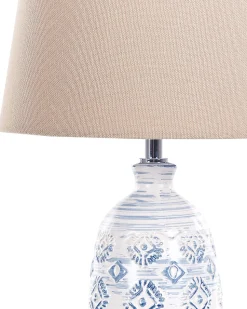 Tischlampe Weis / Blau 45 Cm Kegelform Palakaria