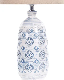 Tischlampe Weis / Blau 45 Cm Kegelform Palakaria