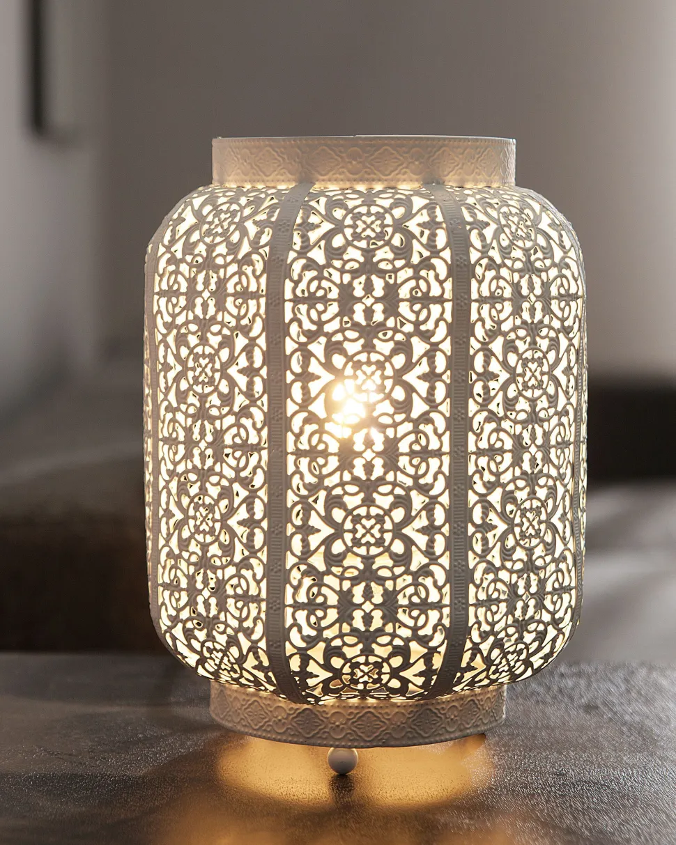 Tischlampe Weis 27 Cm Laternenform Somes