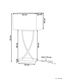 Tischlampe Weis 62 Cm Rechteckig Yasuni