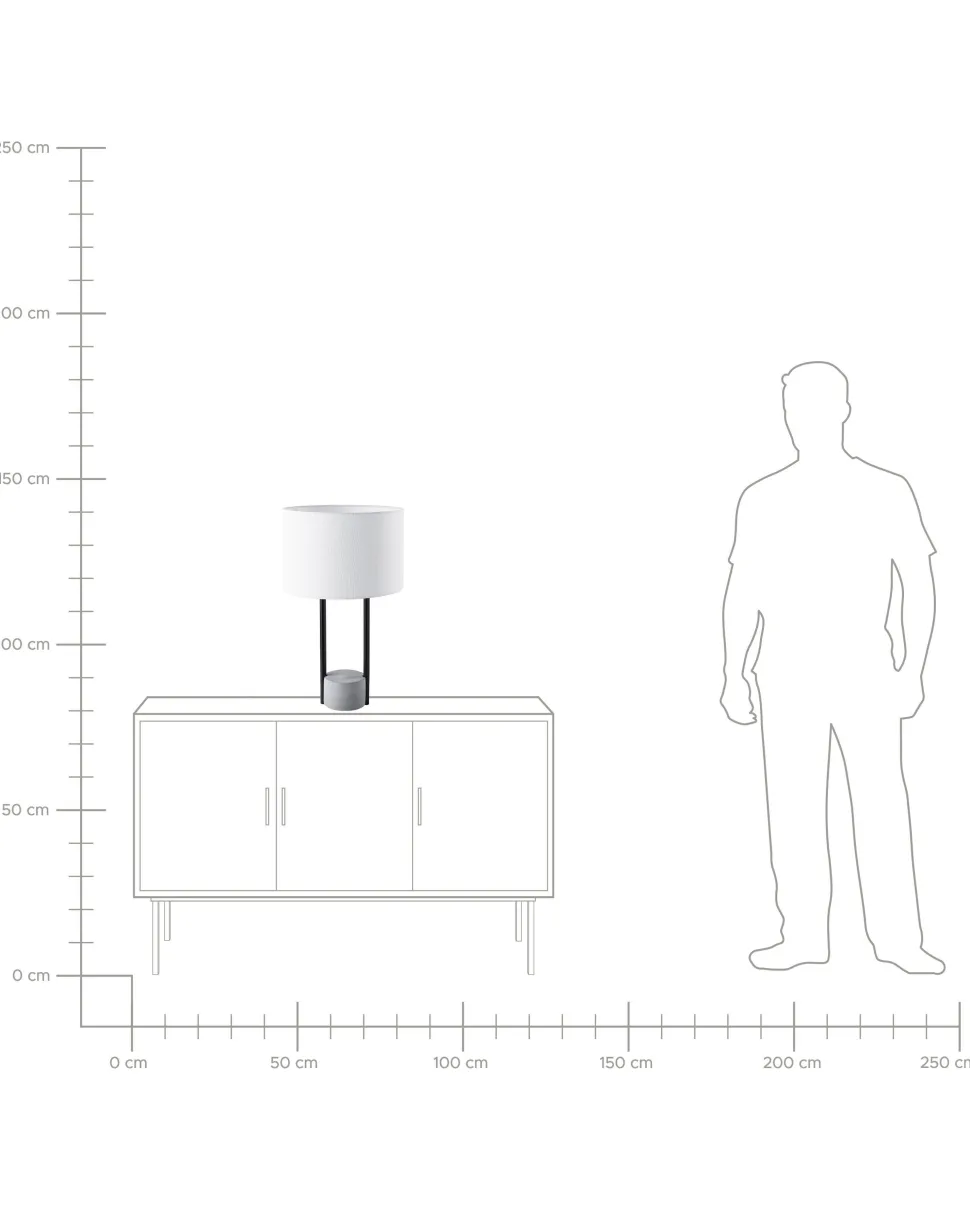 Tischlampe Weis 60 Cm Trommelform Remus