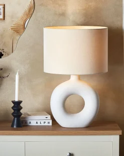 Tischlampe Weis 58 Cm Trommelform Venta