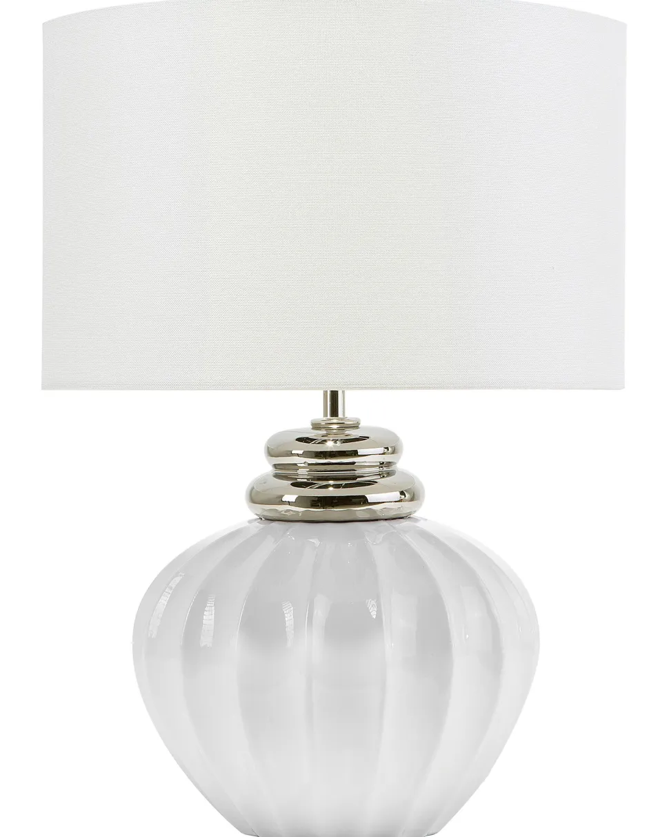Tischlampe Weis 45 Cm Trommelform Neris