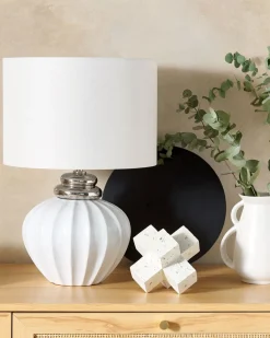 Tischlampe Weis 45 Cm Trommelform Neris