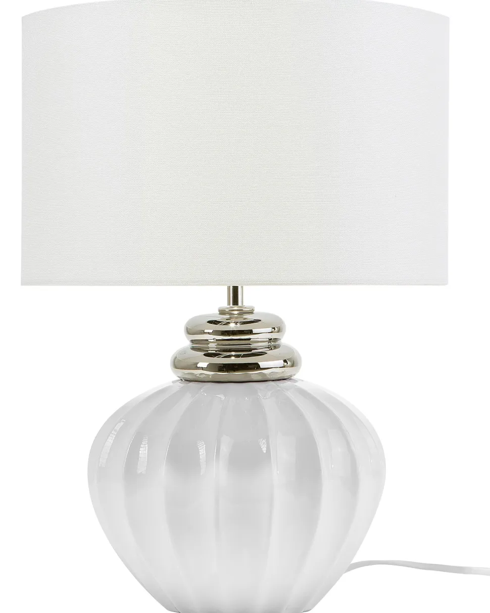 Tischlampe Weis 45 Cm Trommelform Neris