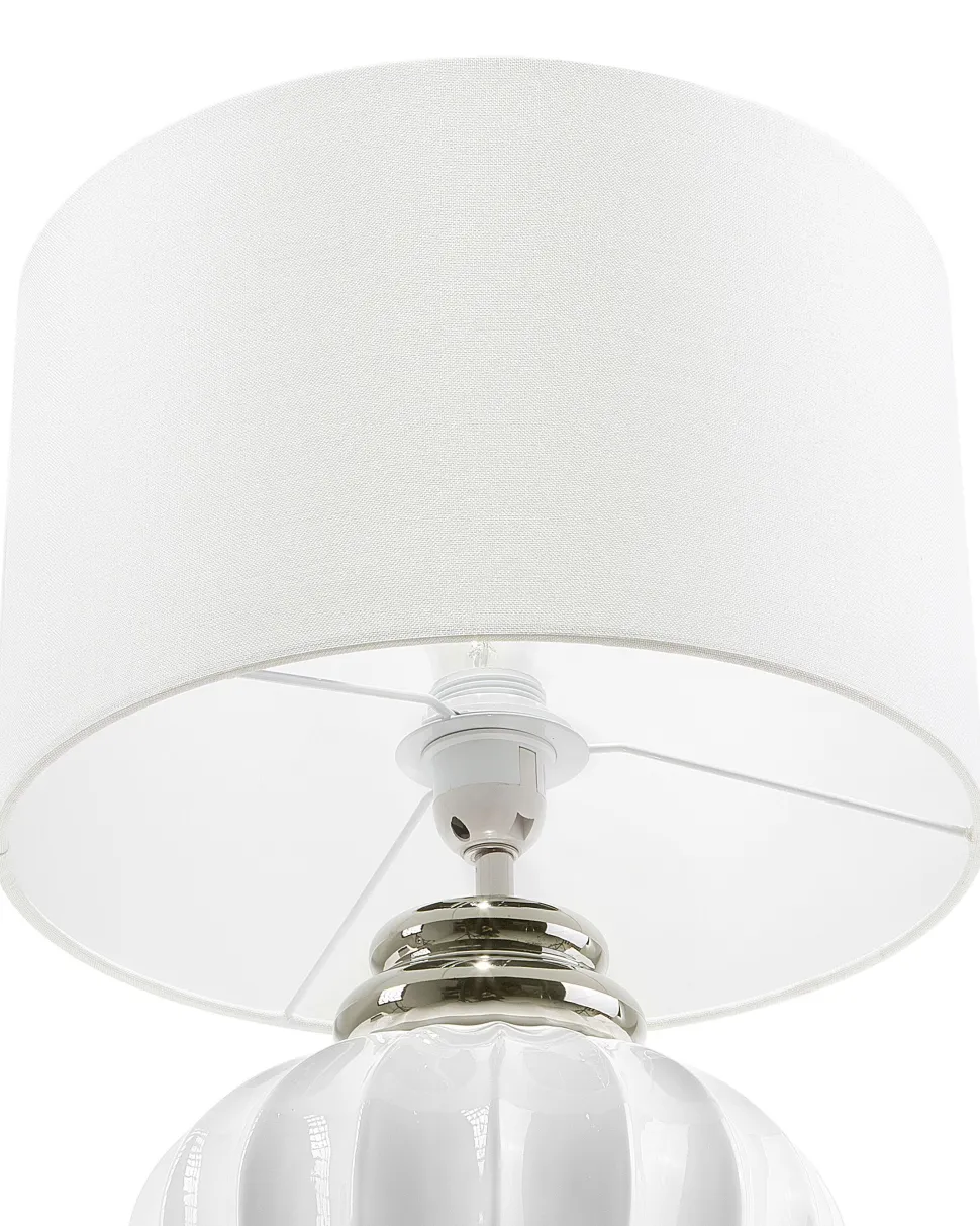 Tischlampe Weis 45 Cm Trommelform Neris