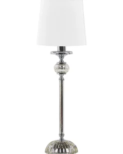 Tischlampe Weis / Silber 62 Cm Rund Kubena