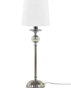 Tischlampe Weis / Silber 62 Cm Rund Kubena