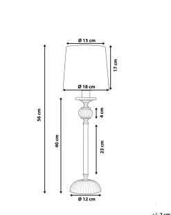 Tischlampe Weis / Silber 62 Cm Rund Kubena